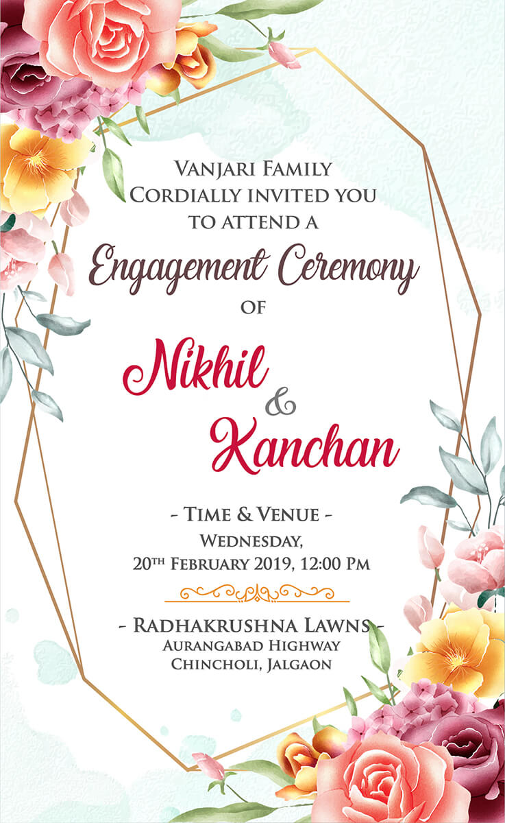  Ring ceremony invitation card | Sakharpuda patrika | Engagement cards online 